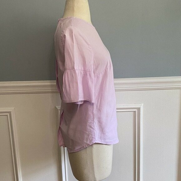 J. Crew Button Back Bell Sleeve Top Blouse Lilac - Picture 3 of 7